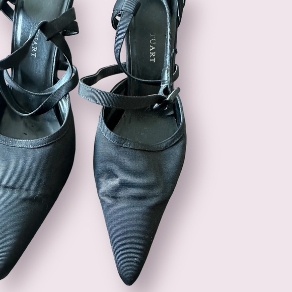 Women’s Colin Stuart Vintage Black Pointy Toe Strappy 4” High Heel Shoes - Picture 3 of 11